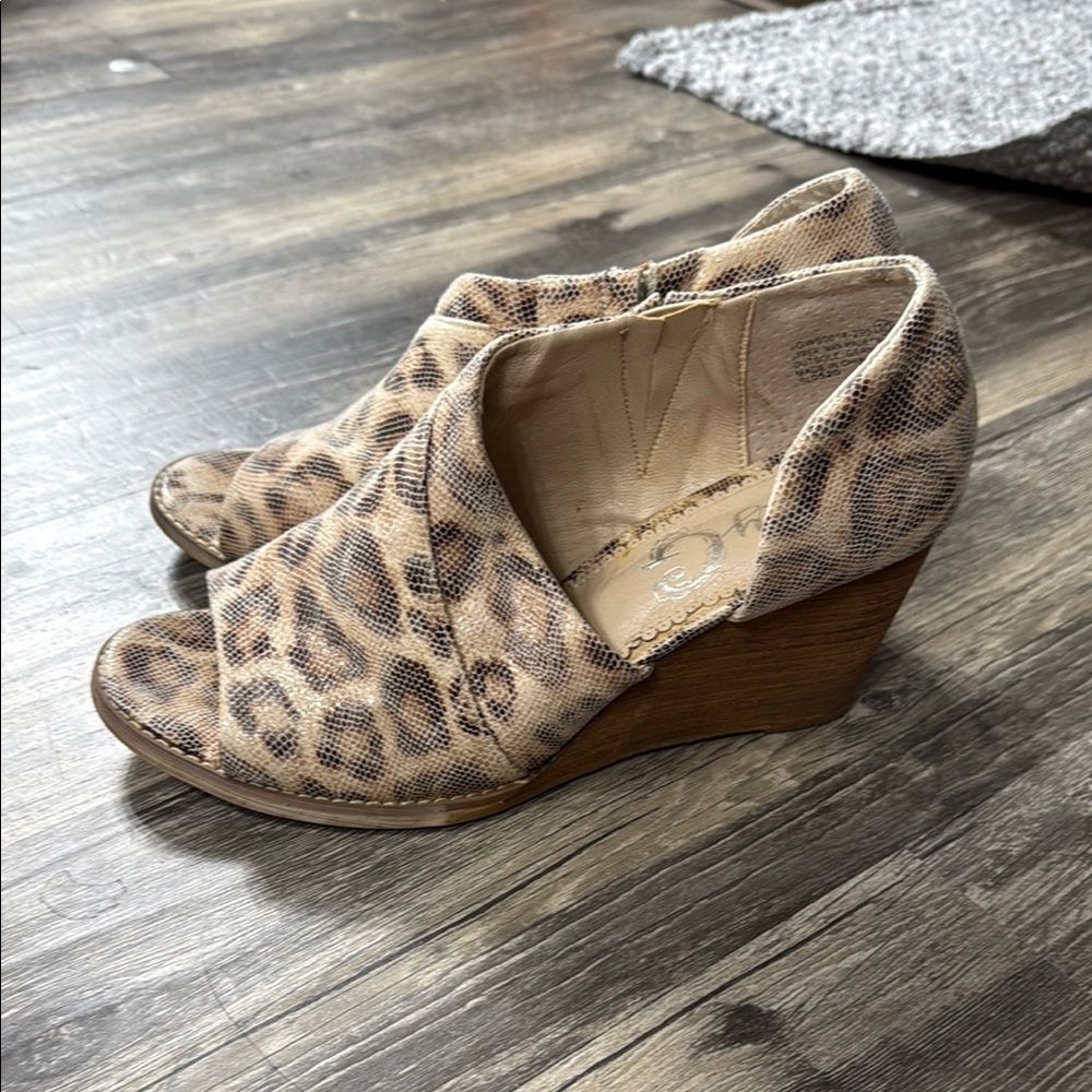 Leopard Print Wedge Ankle Boots
